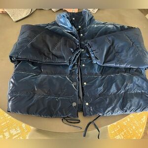 Women’s Wild Fable Dark Blue Shiny Puffer Jacket, size XXL